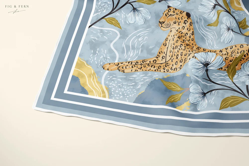 Inca in Chamomile Blue Silk Scarf