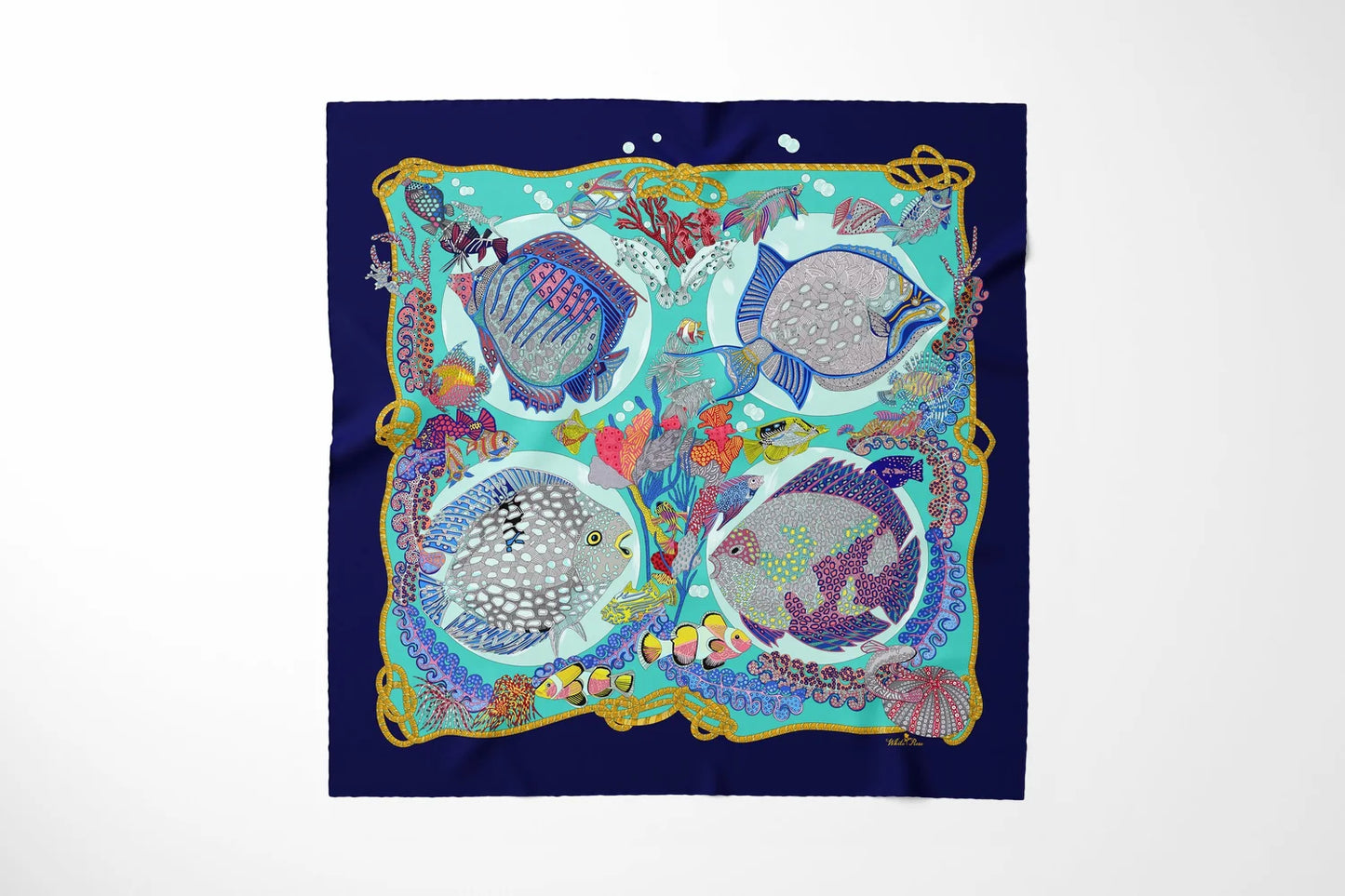 La Vie Marine Azure Silk Scarf