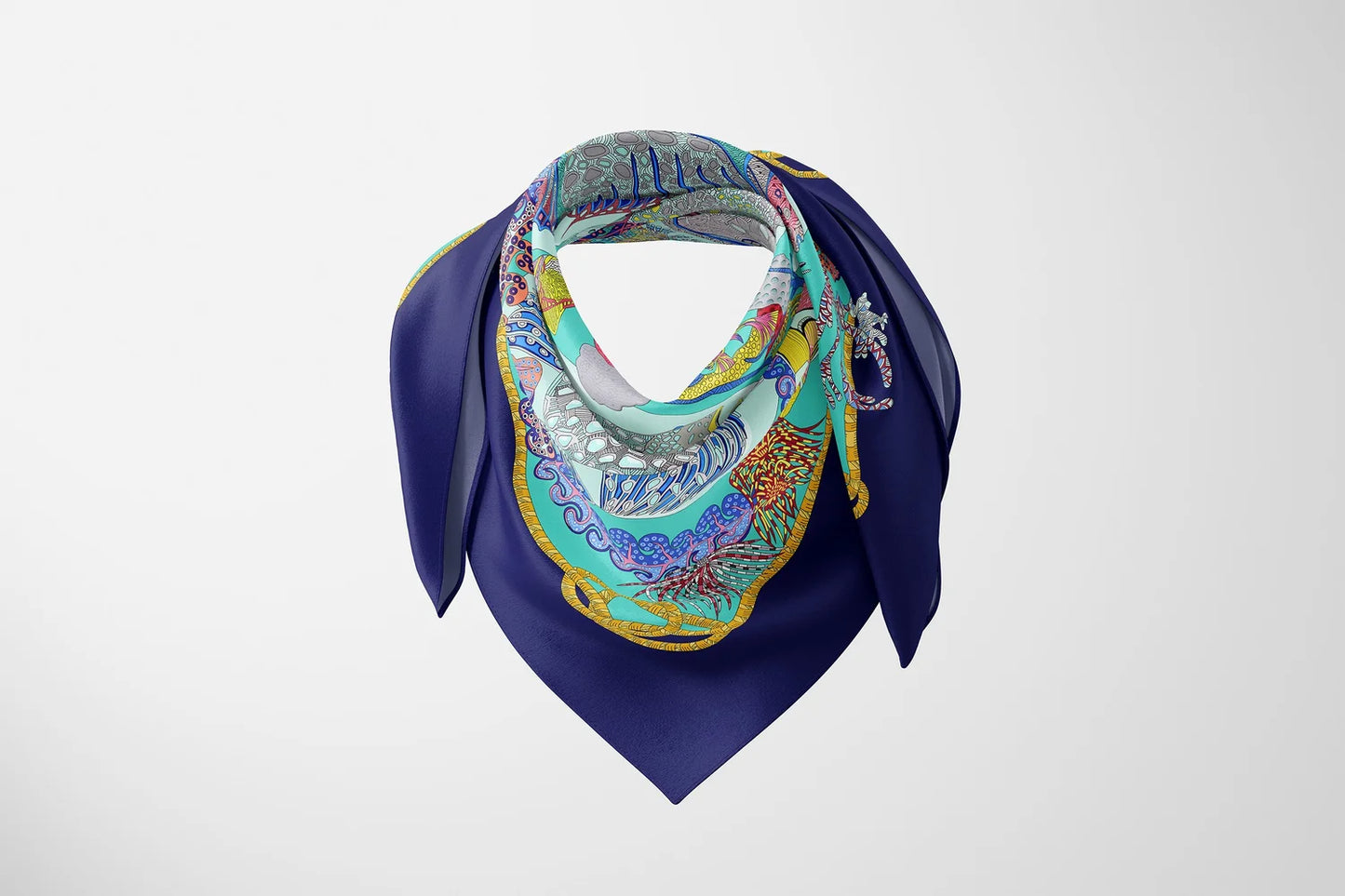 La Vie Marine Azure Silk Scarf
