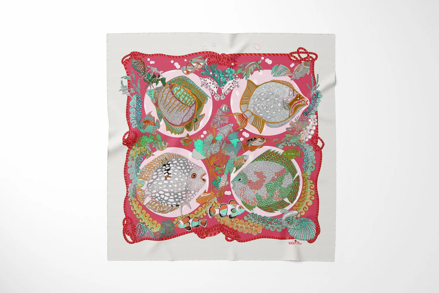 La Vie Marine Fuchsia Silk Scarf