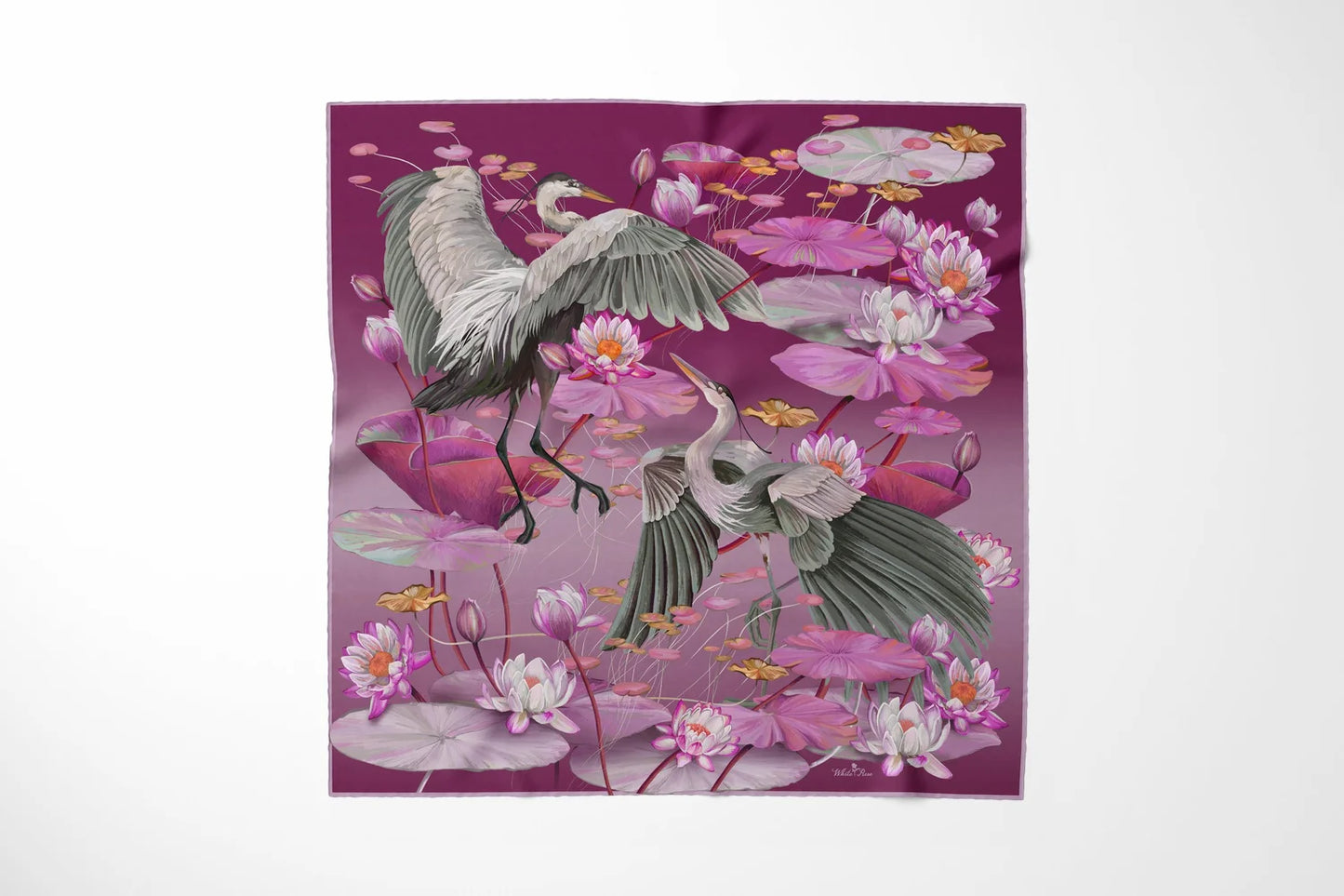 Nymphéas Aubergine Silk Scarf