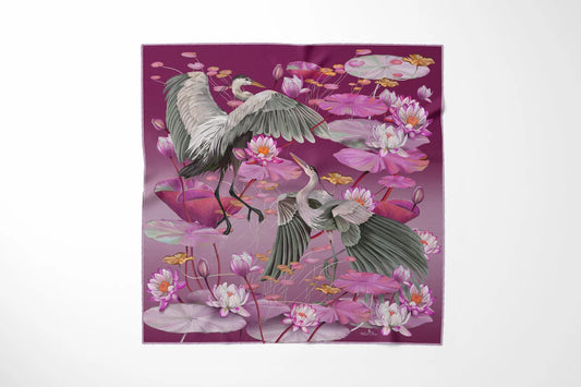 Nymphéas Aubergine Silk Scarf