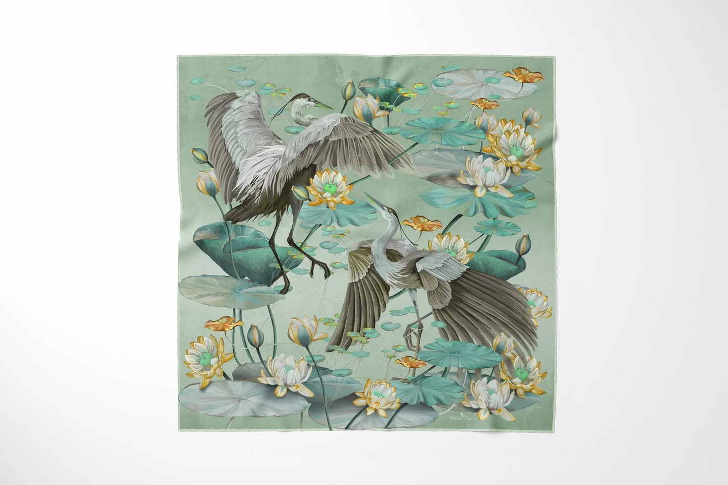 Nymphéas Celadon Silk Scarf