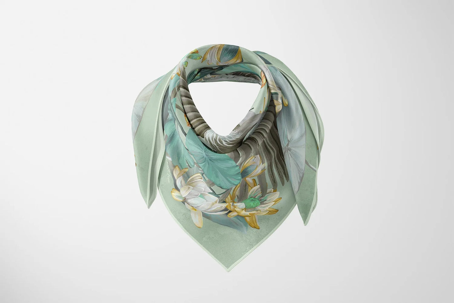Nymphéas Celadon Silk Scarf