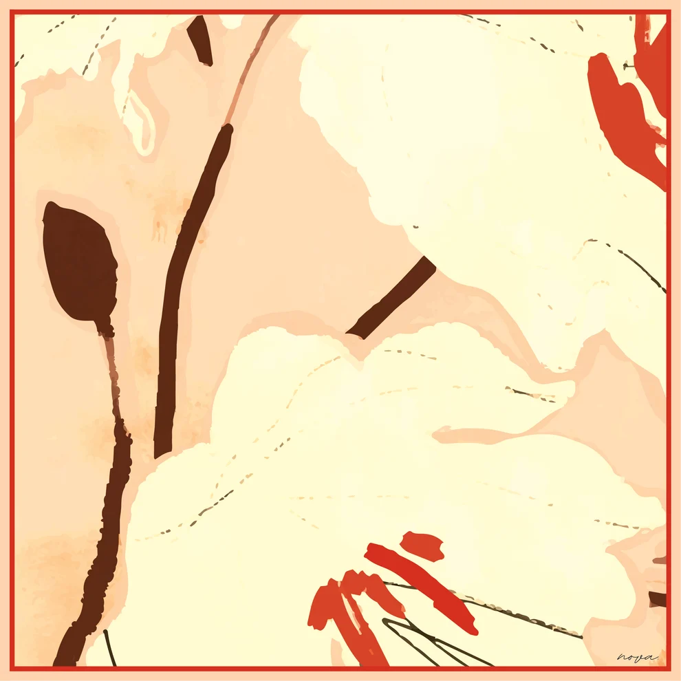 Peach Accents Silk Scarf