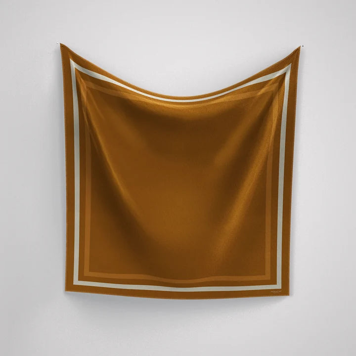 Classic Border Scarf - Rust Silk Scarf