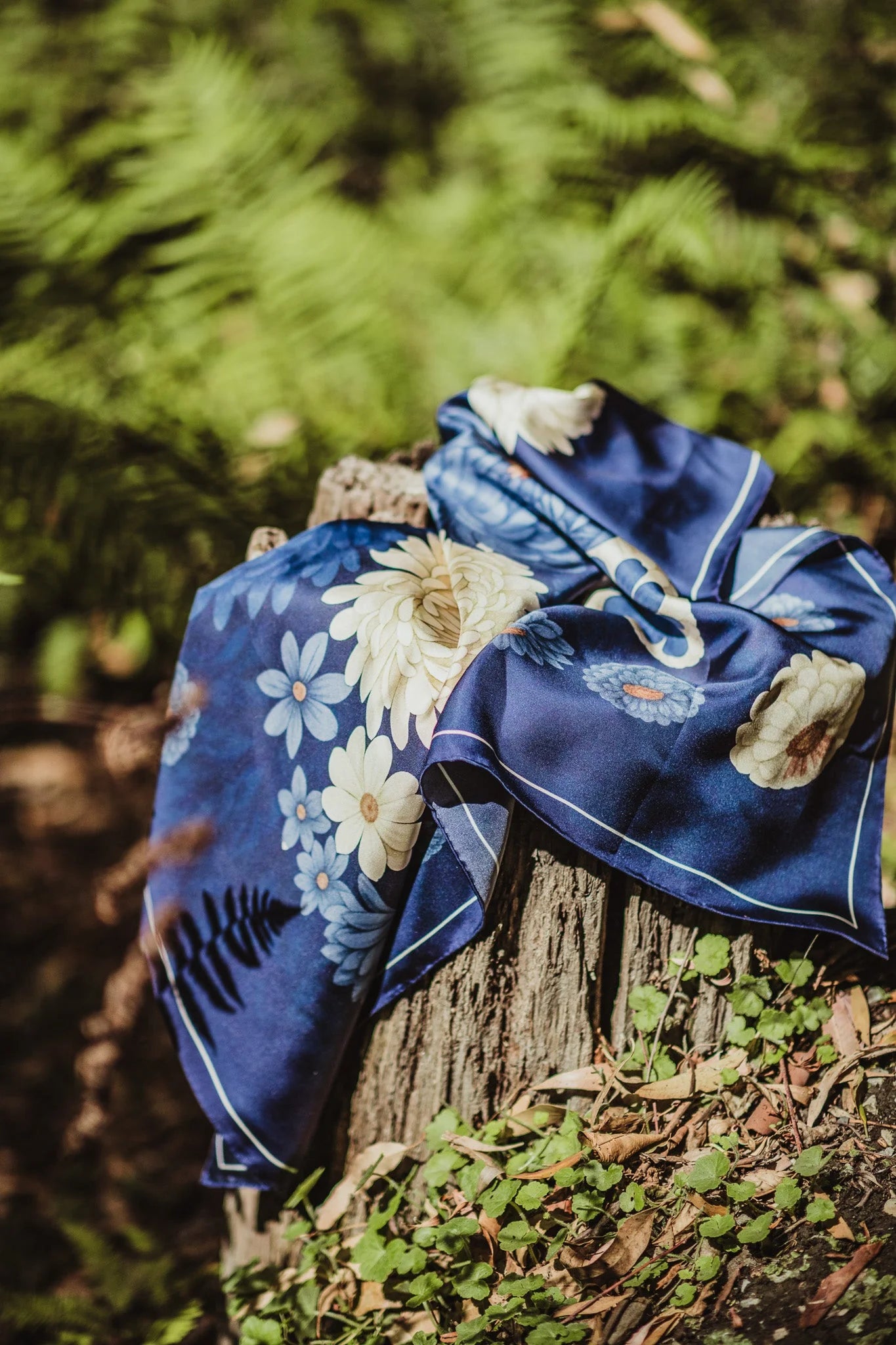 Bouquet Blue Silk Scarf