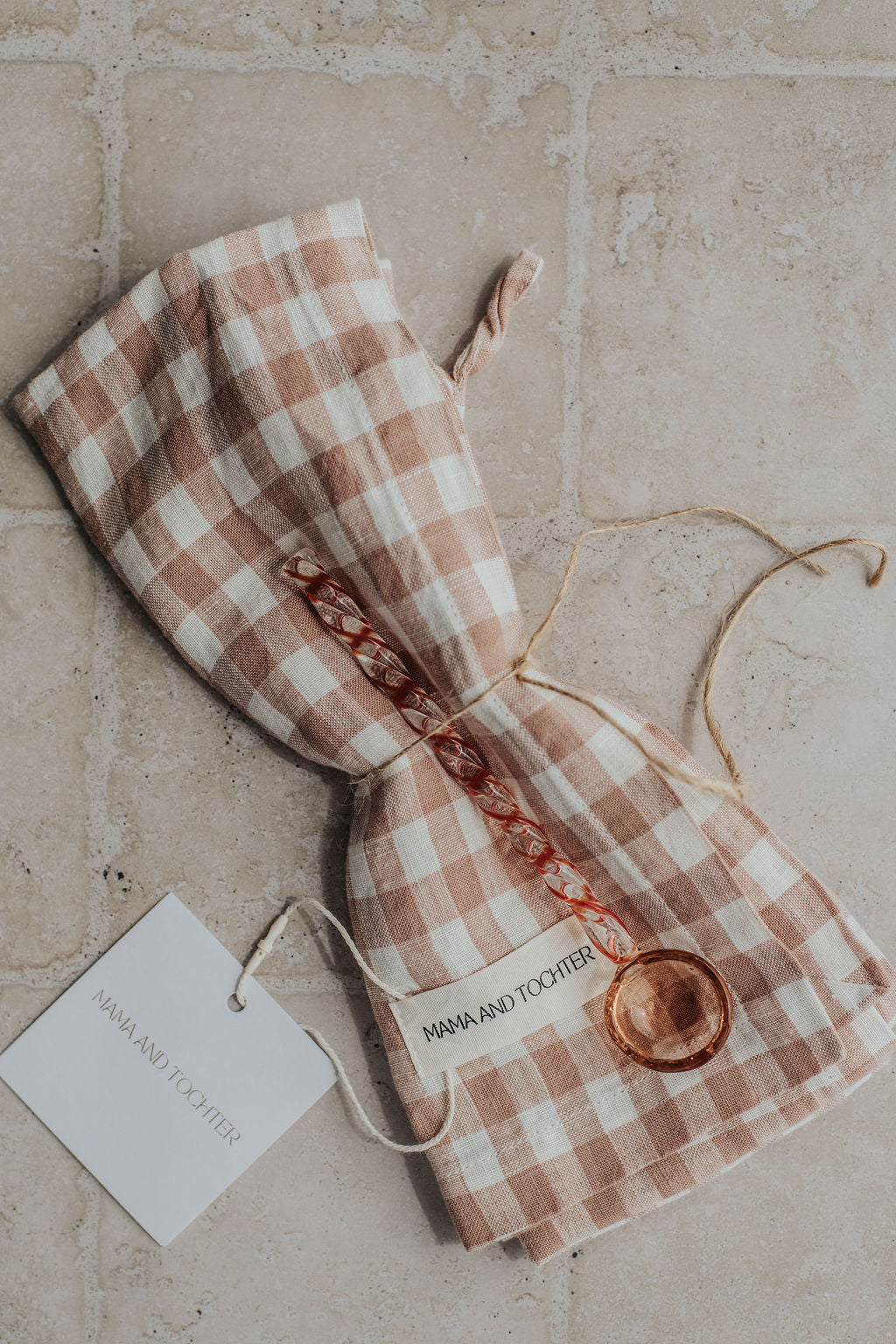 French Linen Tea Towel & Glass Spoon Gift Pack