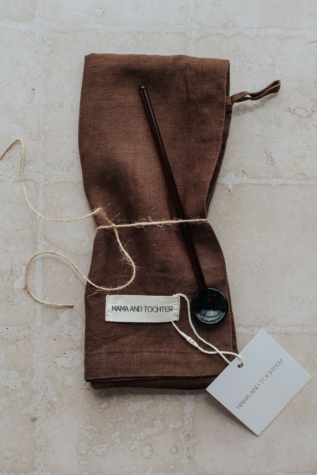 French Linen Tea Towel & Glass Spoon Gift Pack