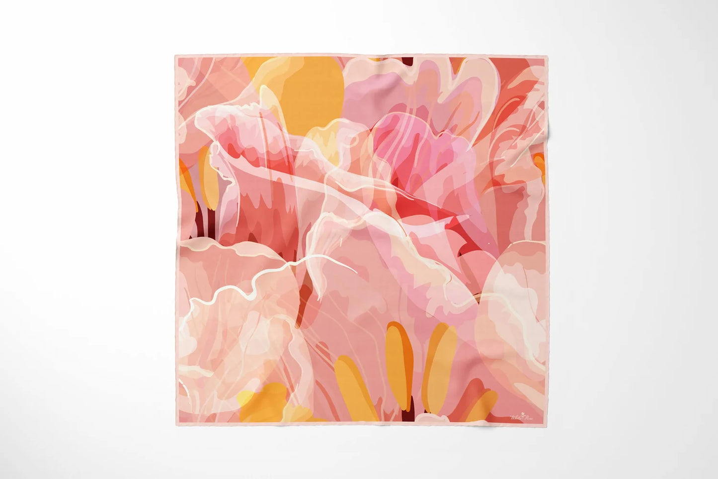 Tulip Coral Silk Scarf