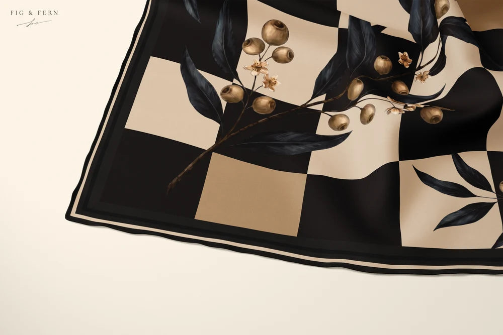 Valentina in Onyx Oat Silk Scarf