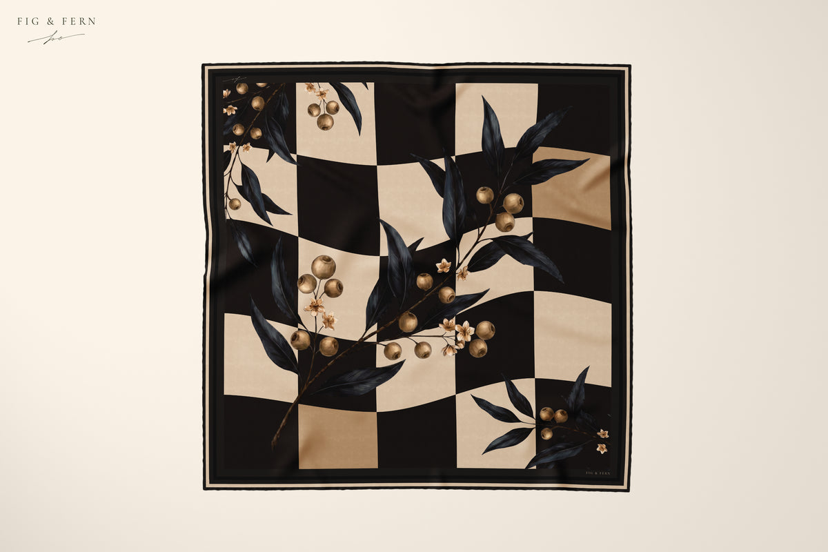 Valentina in Onyx Oat Silk Scarf