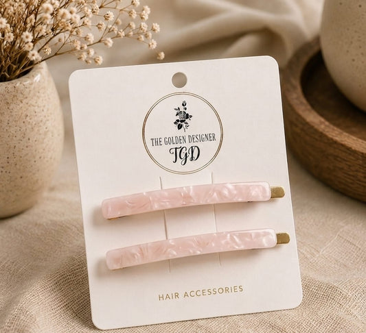 Hair Slides - Pink Shell