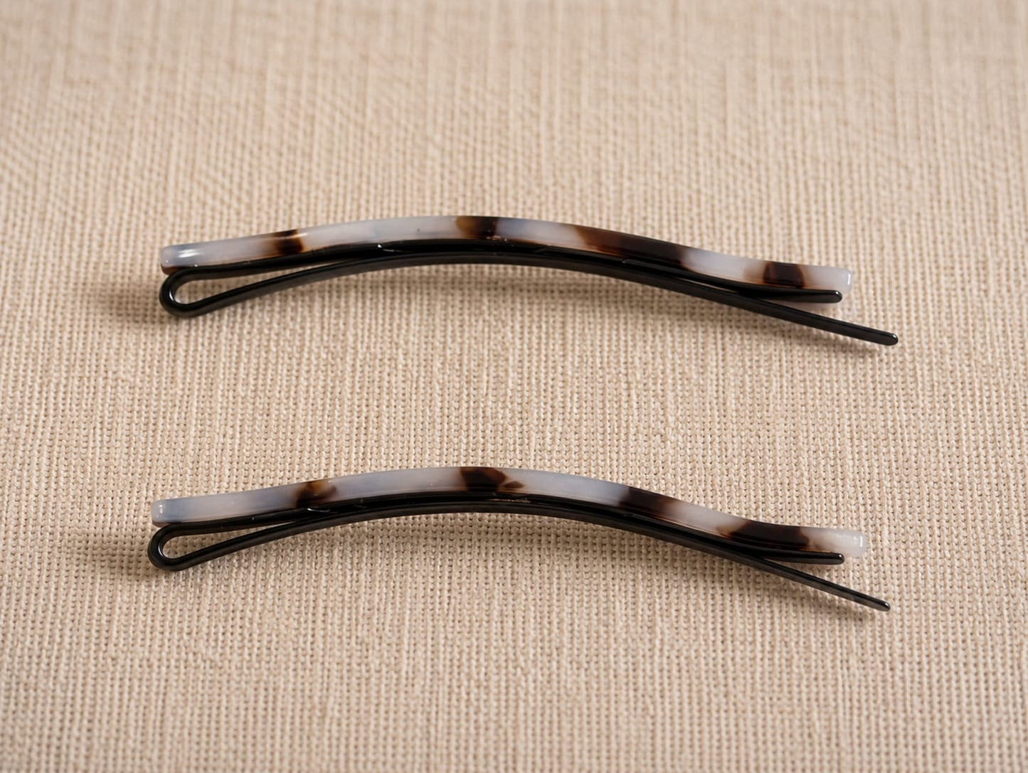 Hair Slides Long - White Tortoiseshell