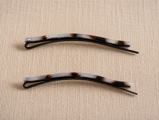 Hair Slides Long - White Tortoiseshell