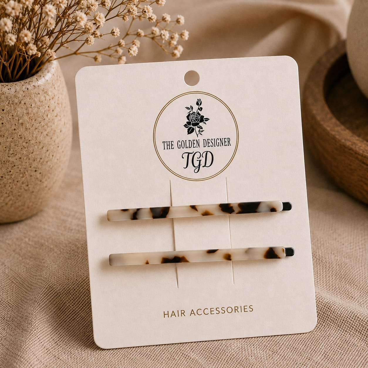 Hair Slides Long - Rice Leopard