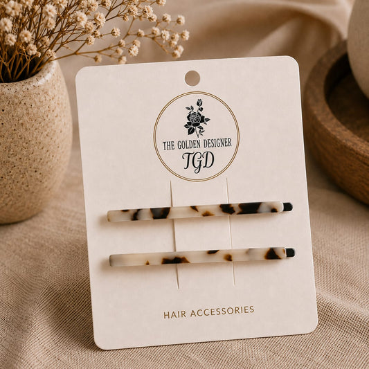Hair Slides Long - Rice Leopard