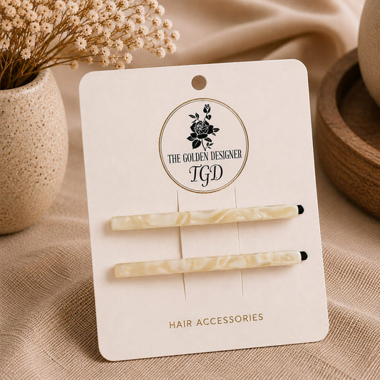 Hair Slides Long - Cream Pearl