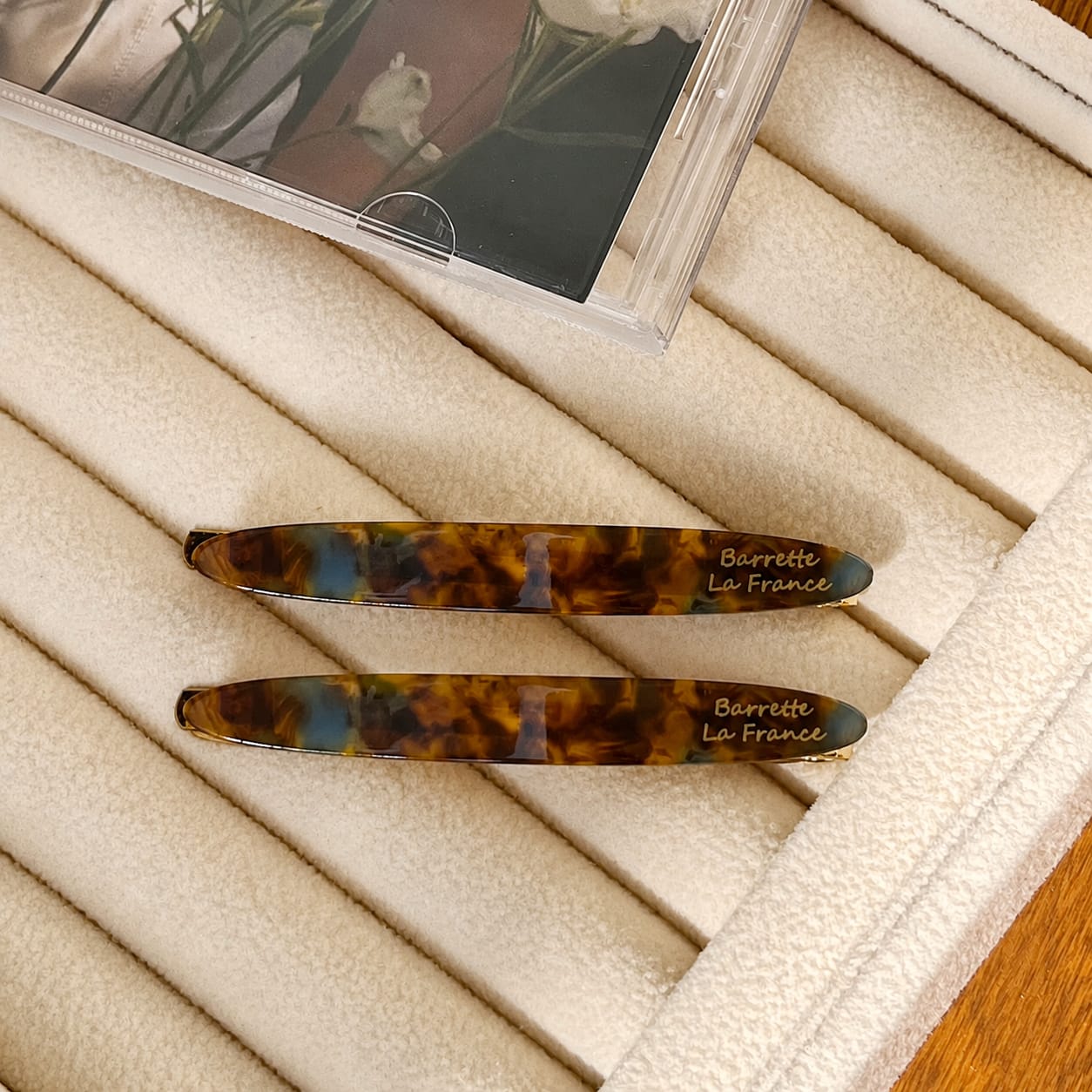 French Hair Slides - Blue Tortoiseshell