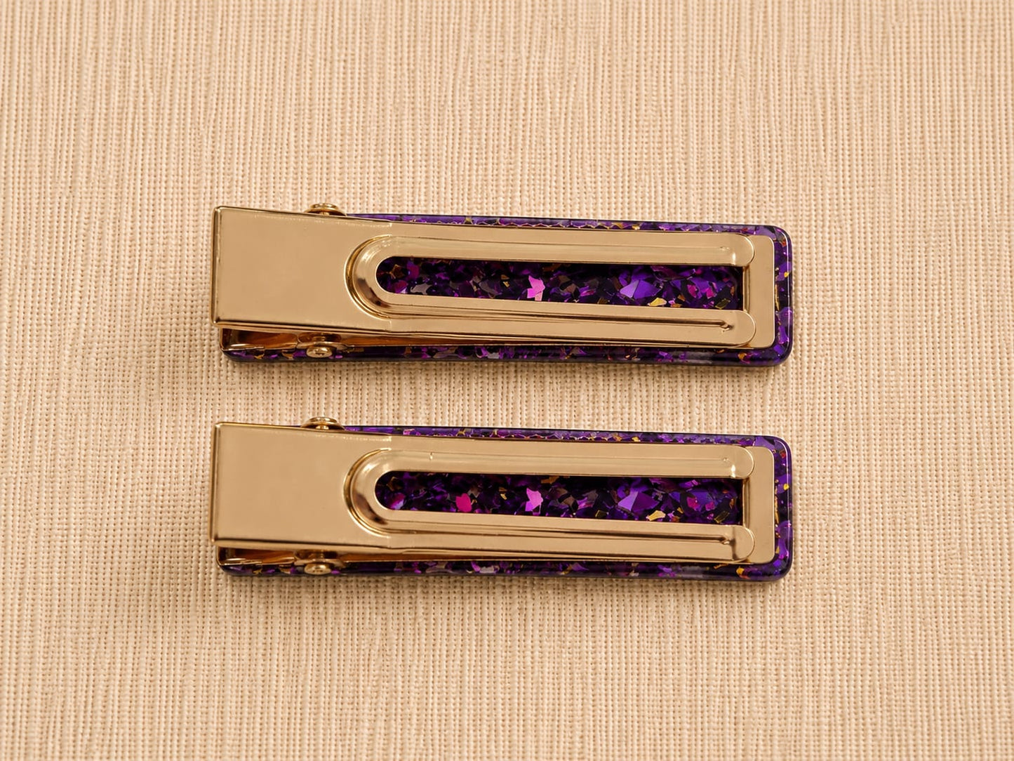 Geo Rectangle Hair Clips - Pale Pink
