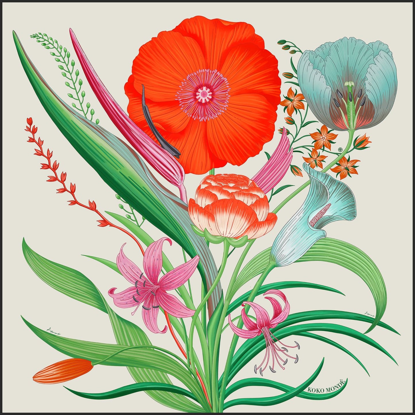 Bouquet Tropic Silk Scarf
