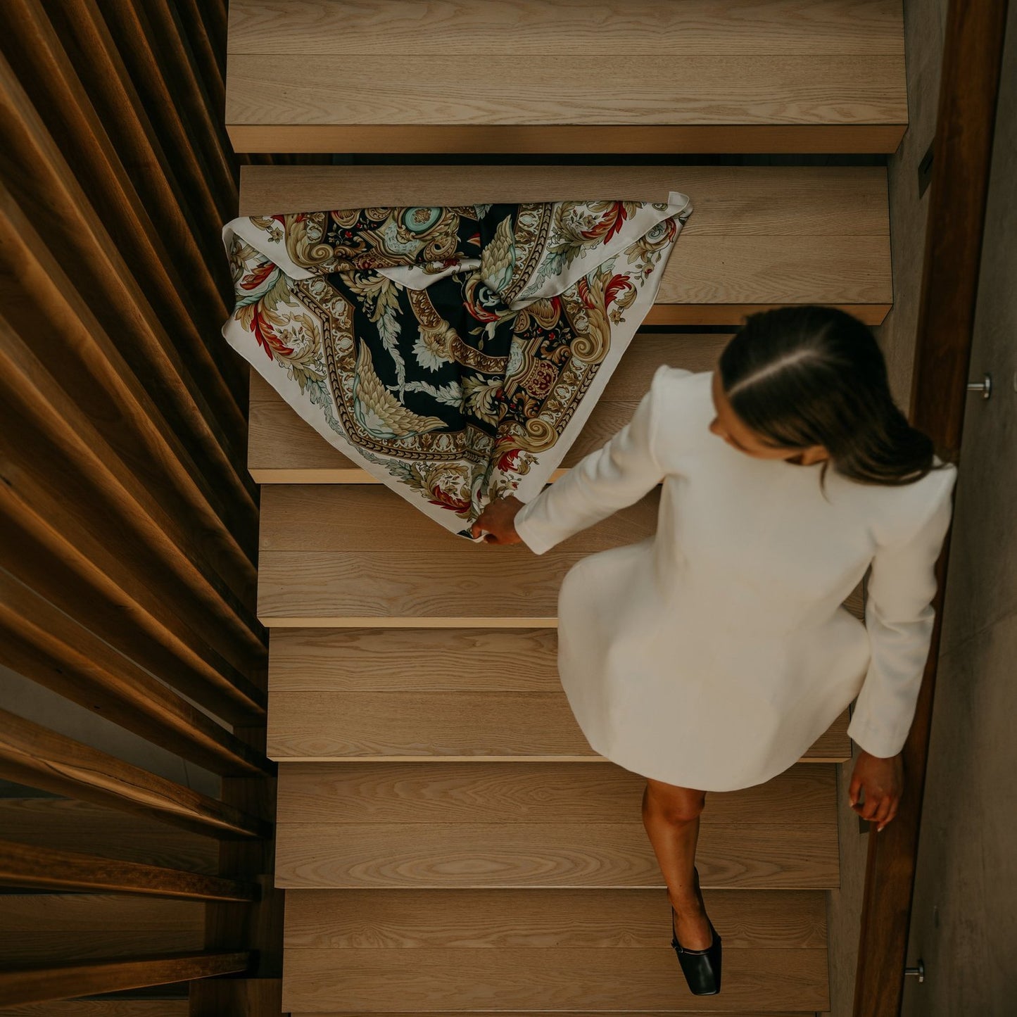 Delphine Snow White Silk Scarf