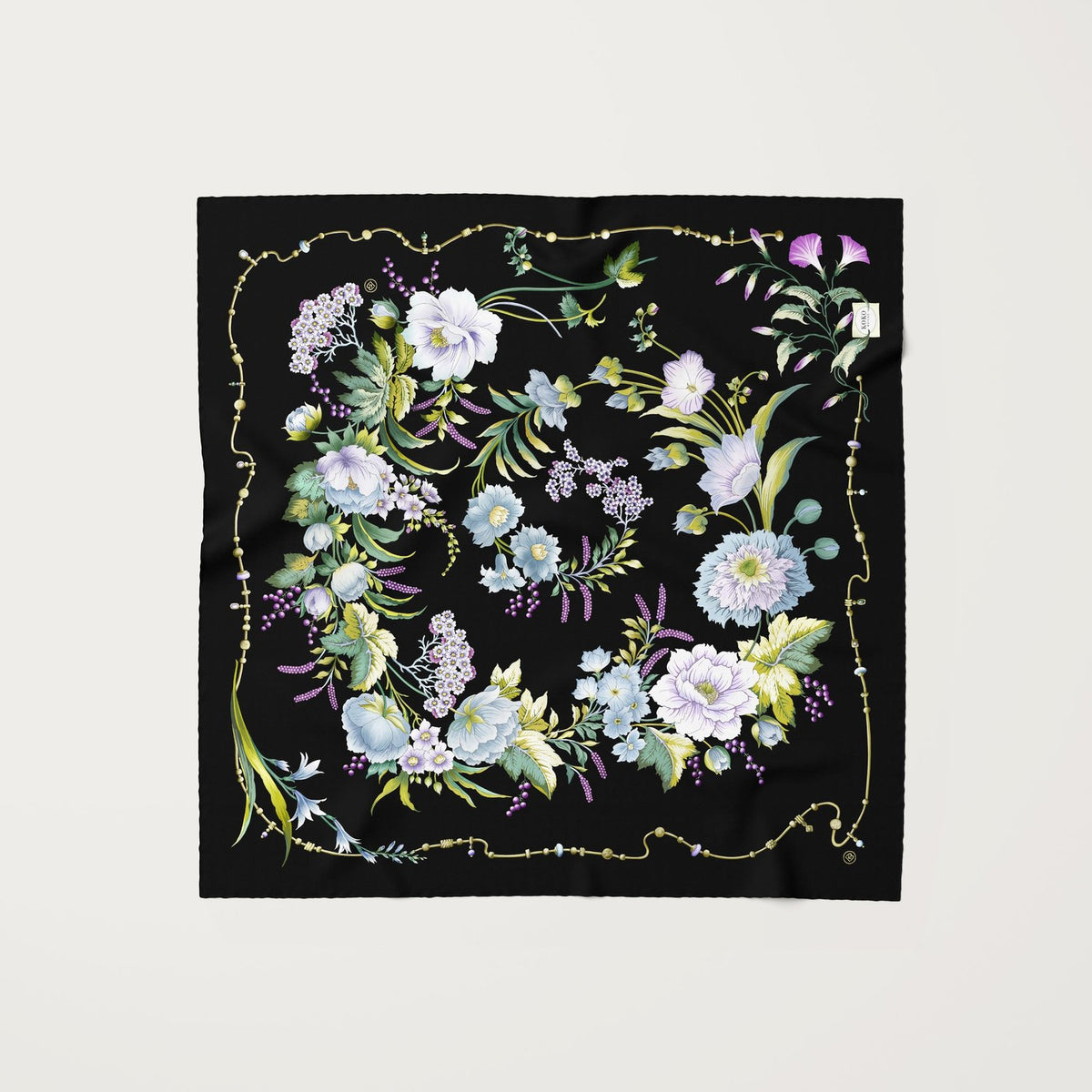 Florale Sonata Obsidian Silk Scarf