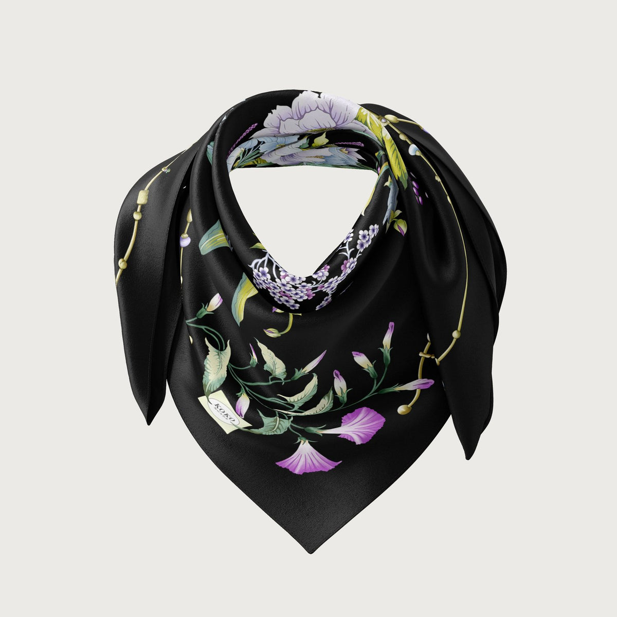 Florale Sonata Obsidian Silk Scarf