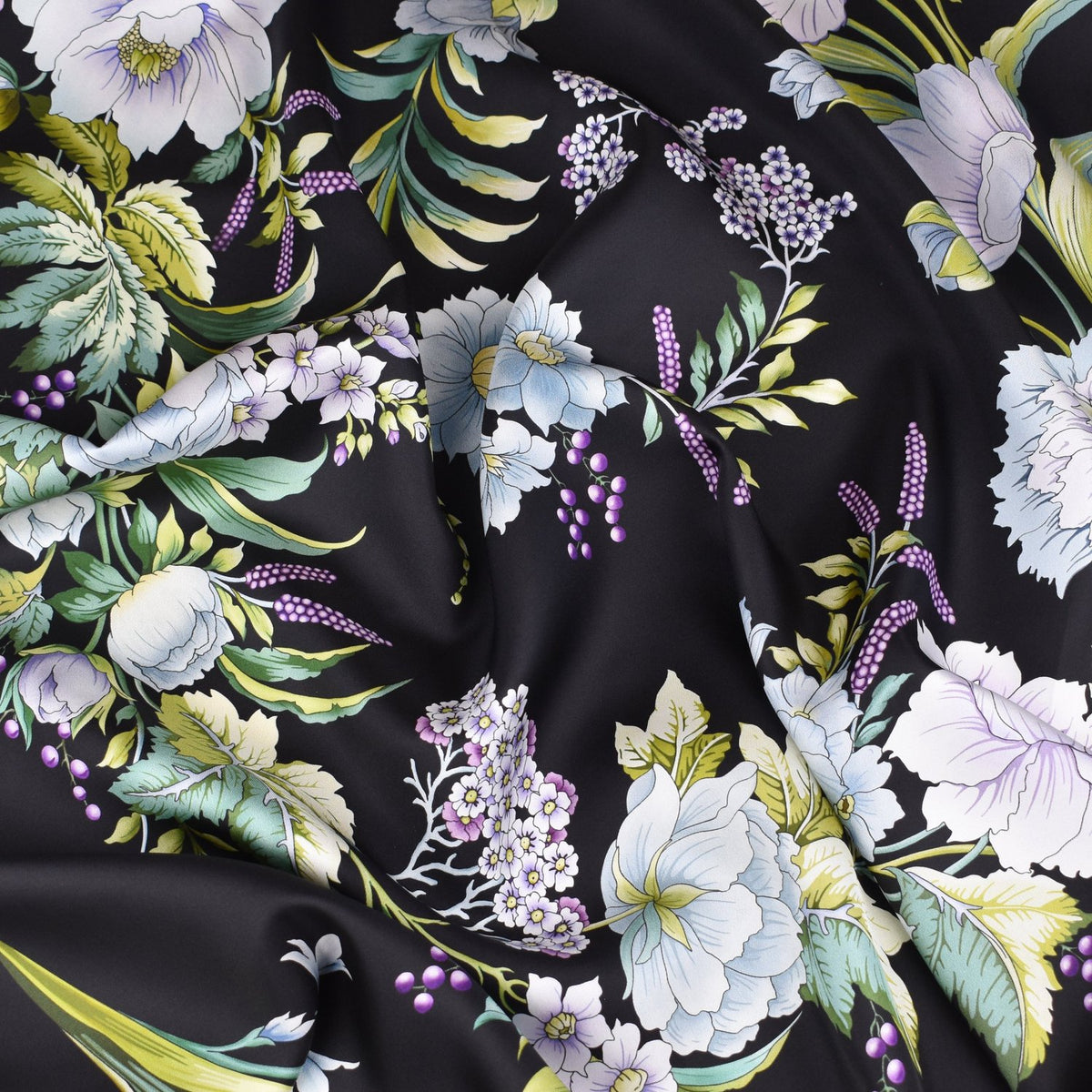 Florale Sonata Obsidian Silk Scarf