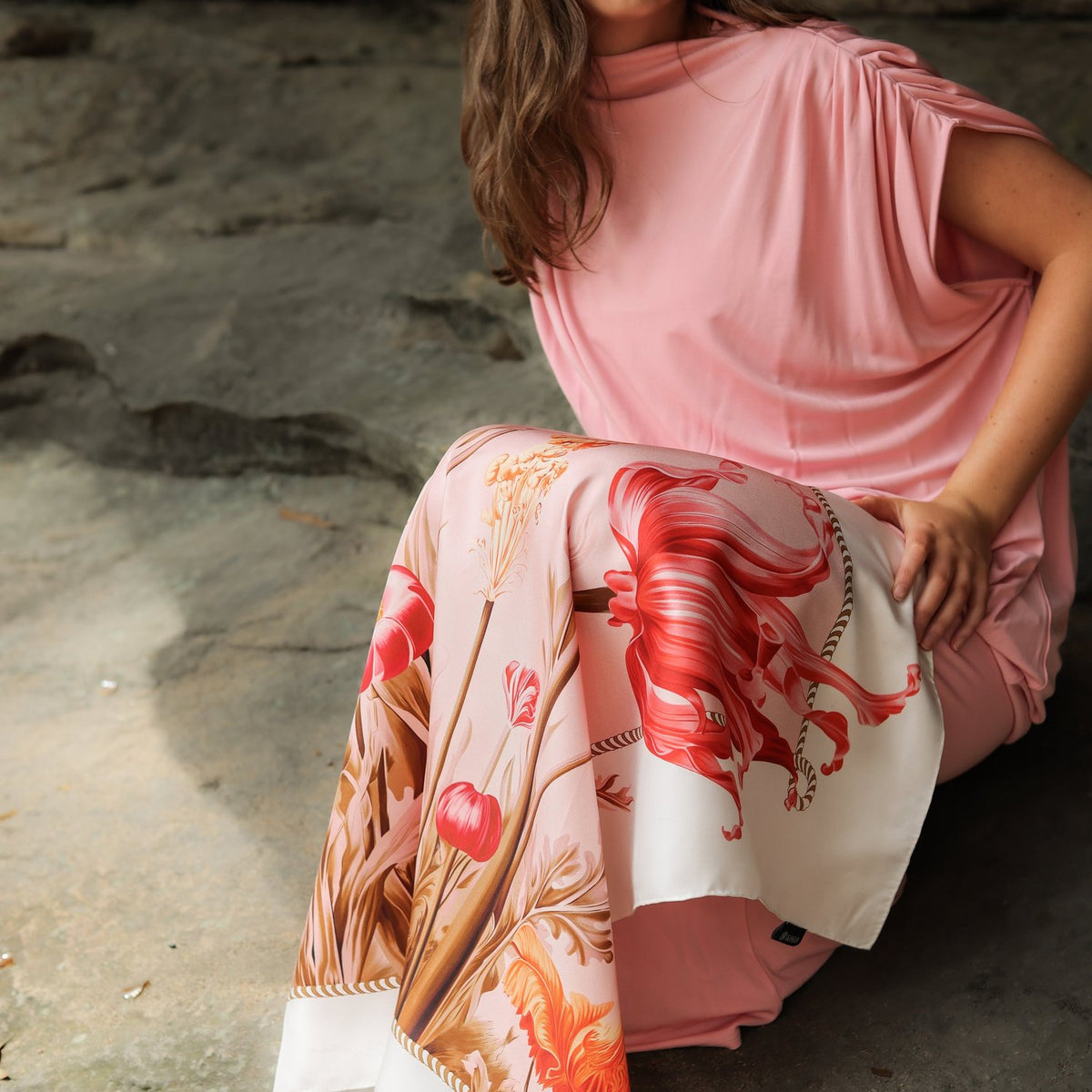 Lilou Pink Silk Scarf