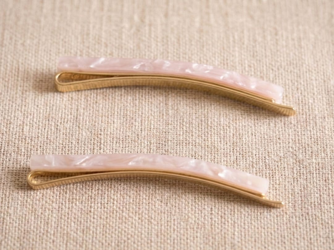 Hair Slides - Pink Shell