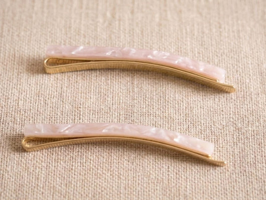 Hair Slides - Pink Shell
