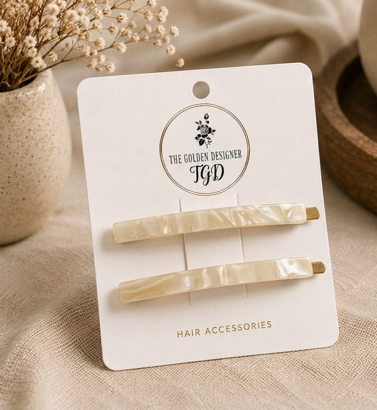 Hair Slides - Cream Pearl