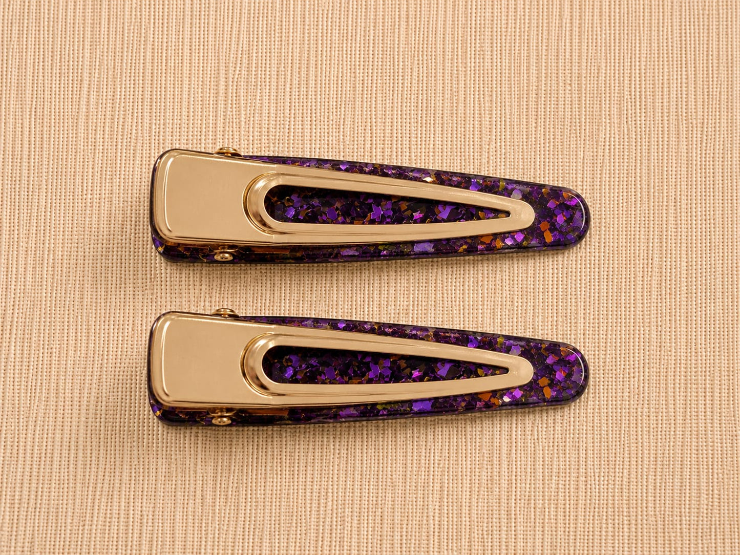 Geo Teardrop Hair Clips - Galaxy Blue