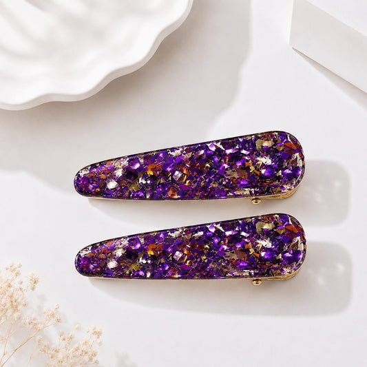 Geo Teardrop Hair Clips - Purple