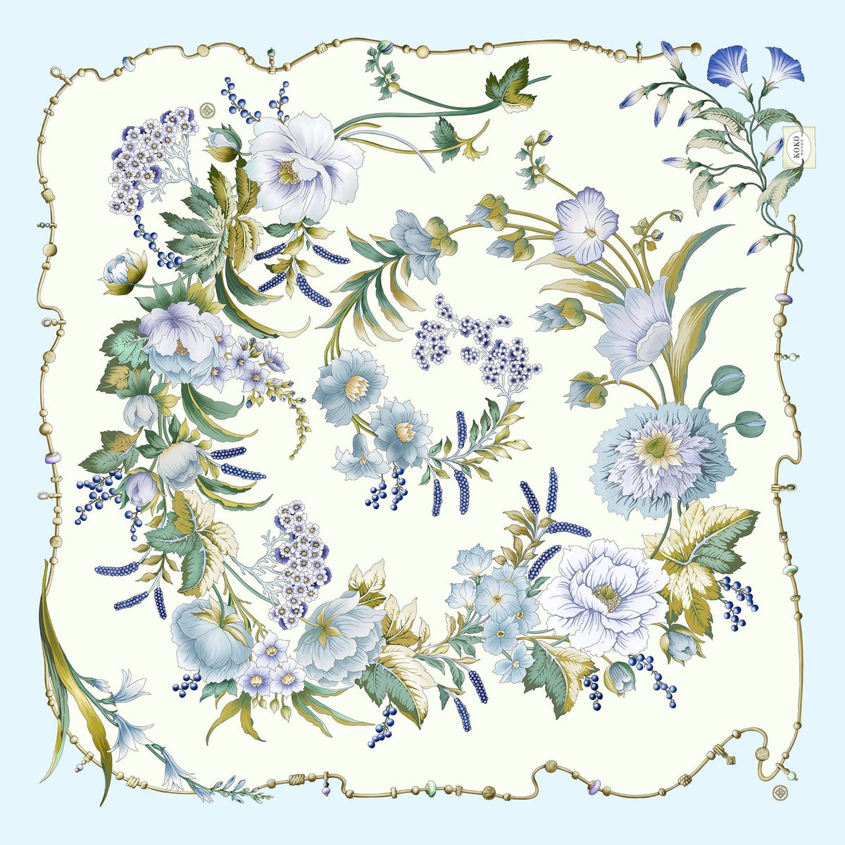 Florale Sonata Ciel Silk Scarf