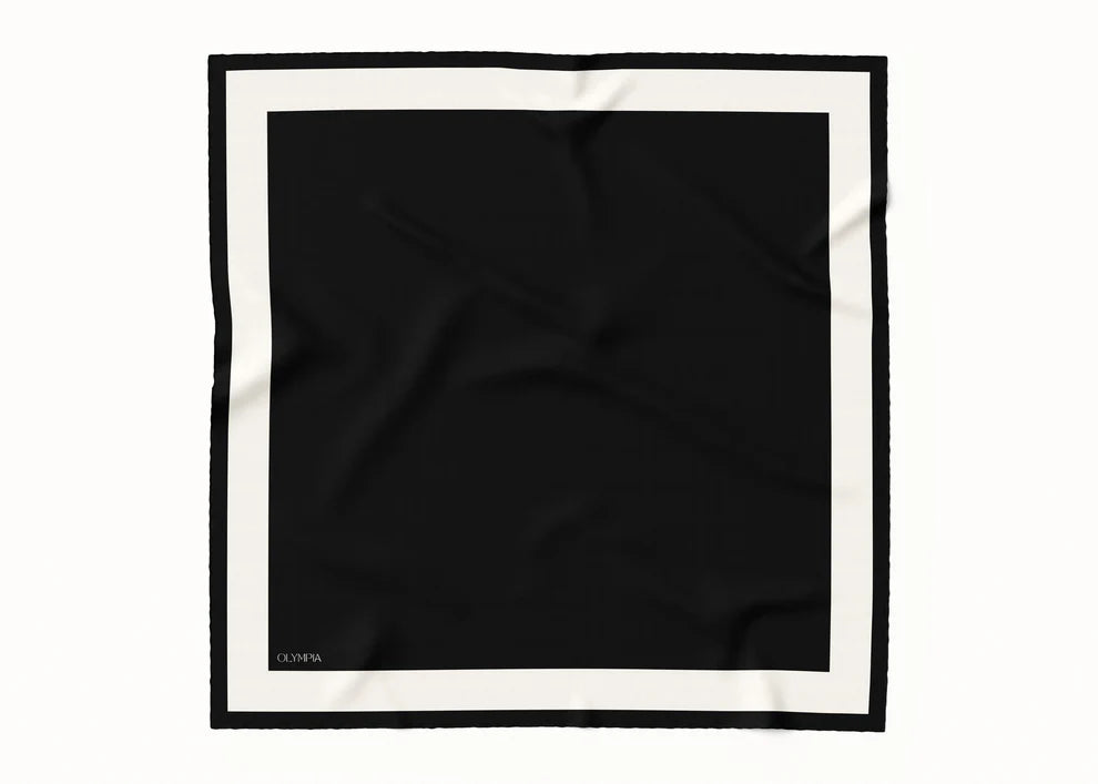 Imelda Ebony Antique White Silk Scarf