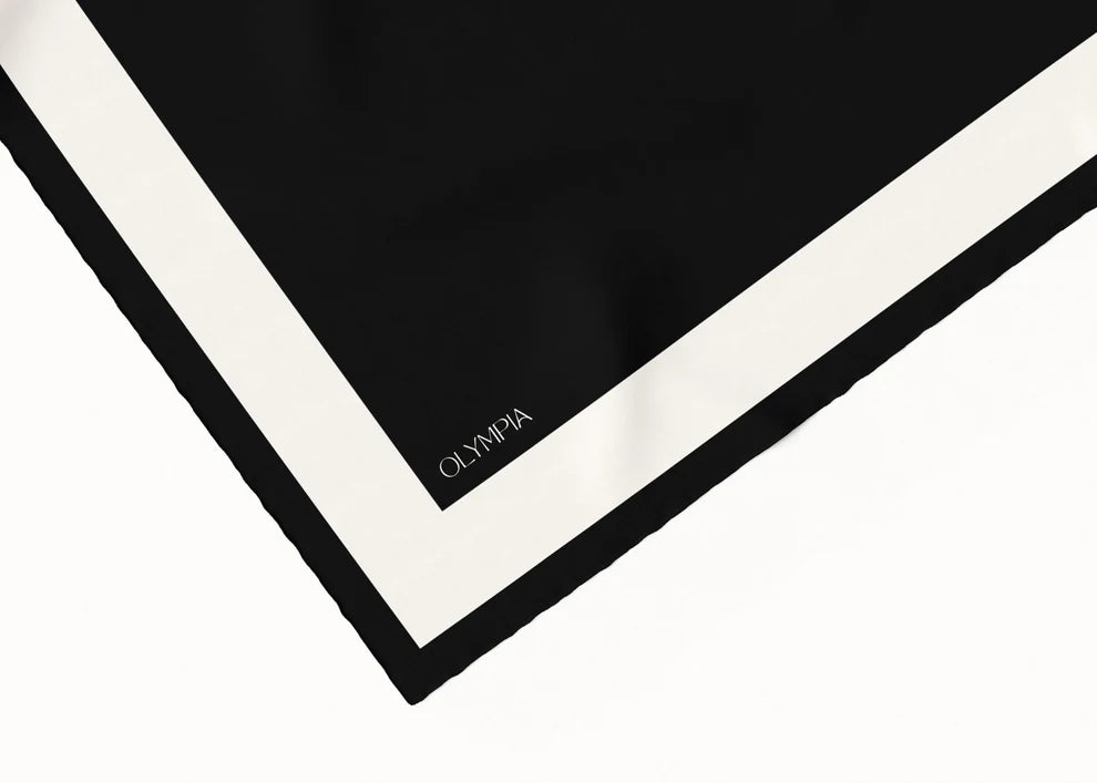Imelda Ebony Antique White Silk Scarf