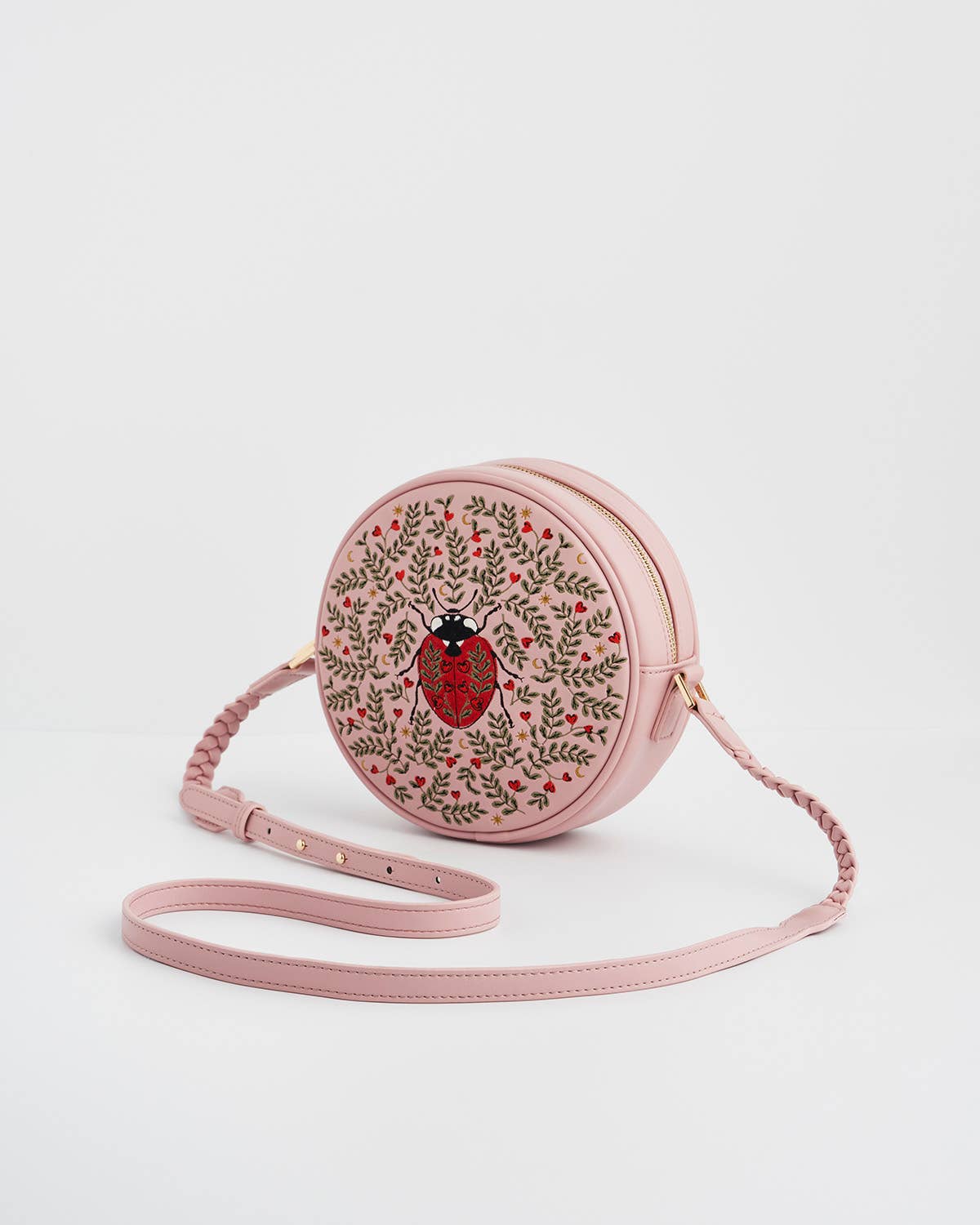 Ladybird Pink Embroidered Circle Bag