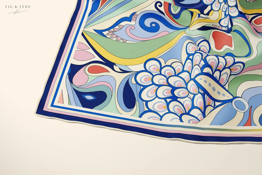 Aria in Blue Riviera Silk Scarf