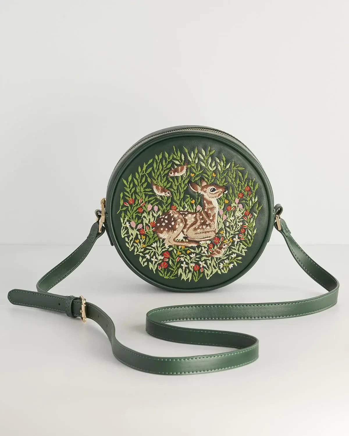 Chloe Fawn Embroidered Circle Bag
