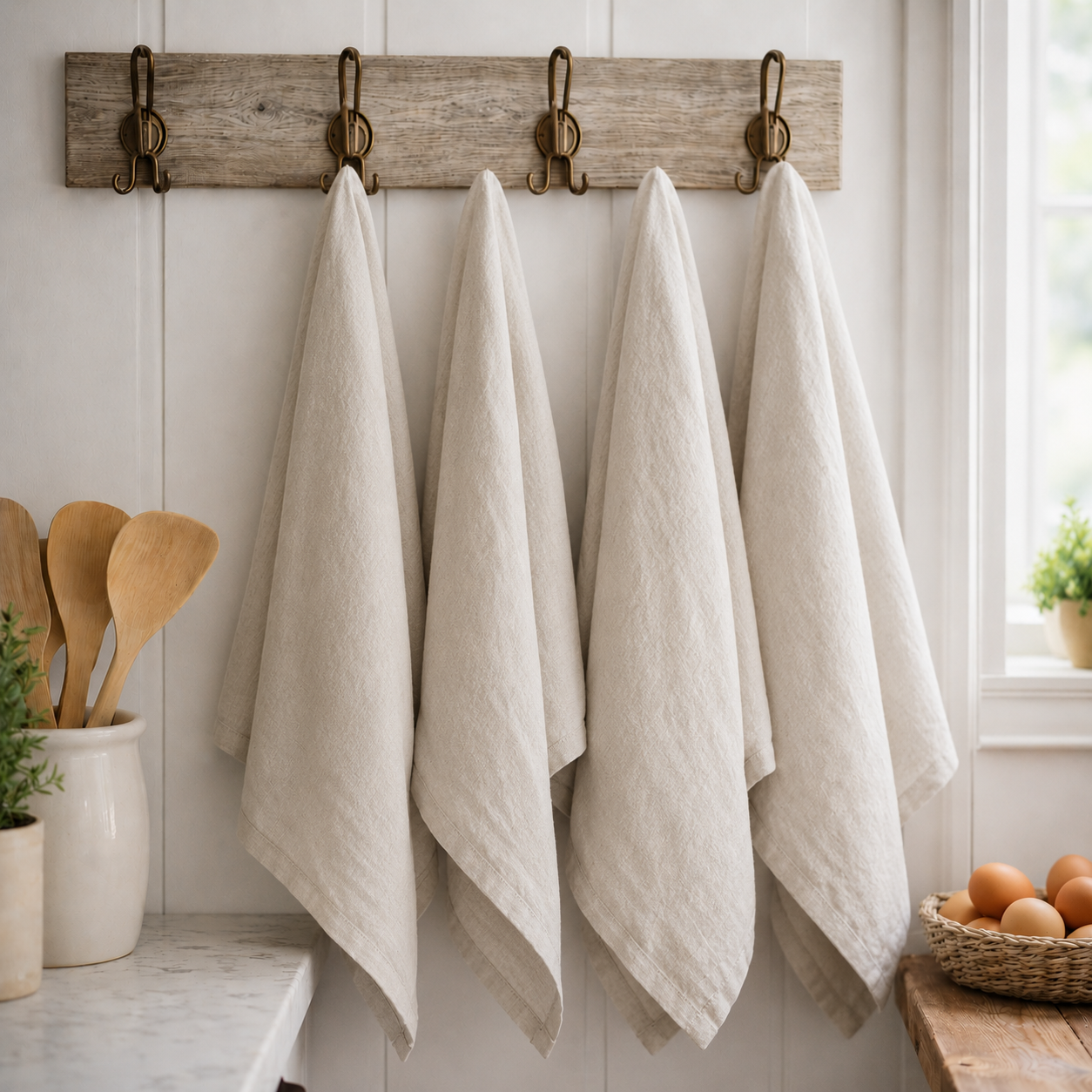 Pure French Linen Tea Towel - Pebble