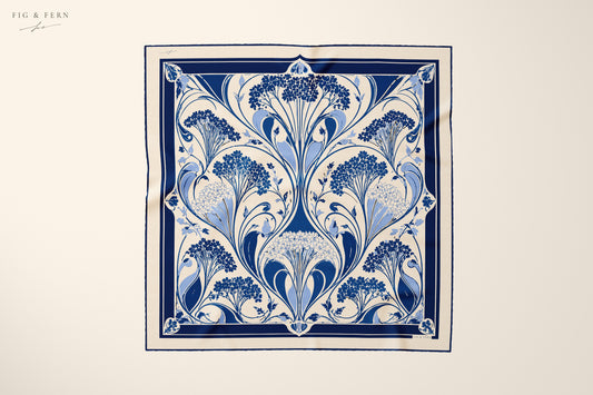 Cerys in Delft Silk Scarf