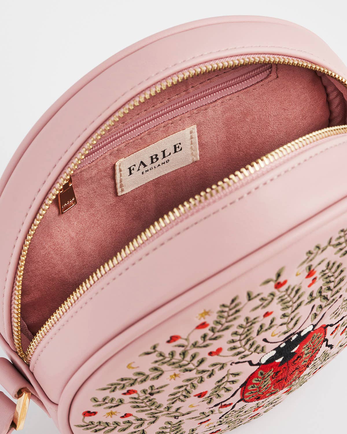 Ladybird Pink Embroidered Circle Bag