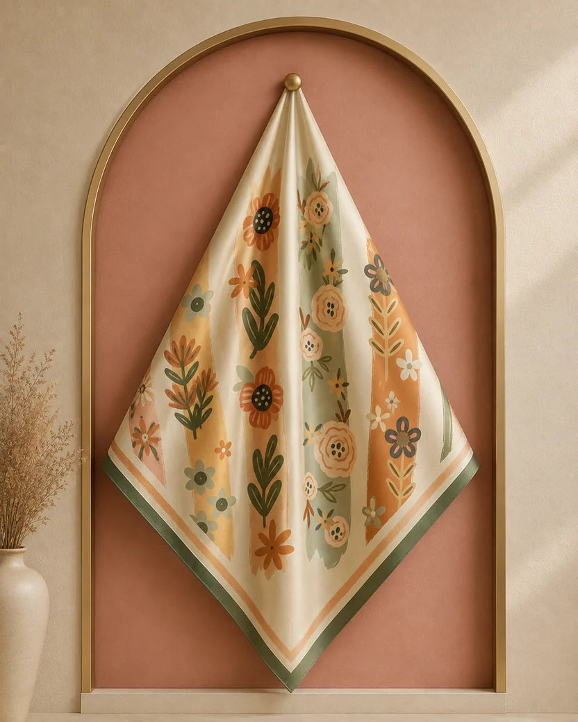 Brushstroke Garden Silk Scarf - 65cm