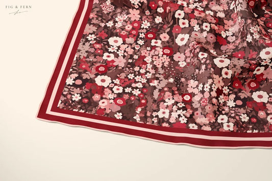 Macey in Claret Silk Scarf