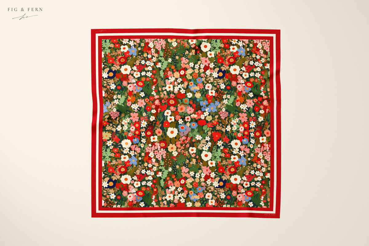 Macey in Tomato Vine Silk Scarf