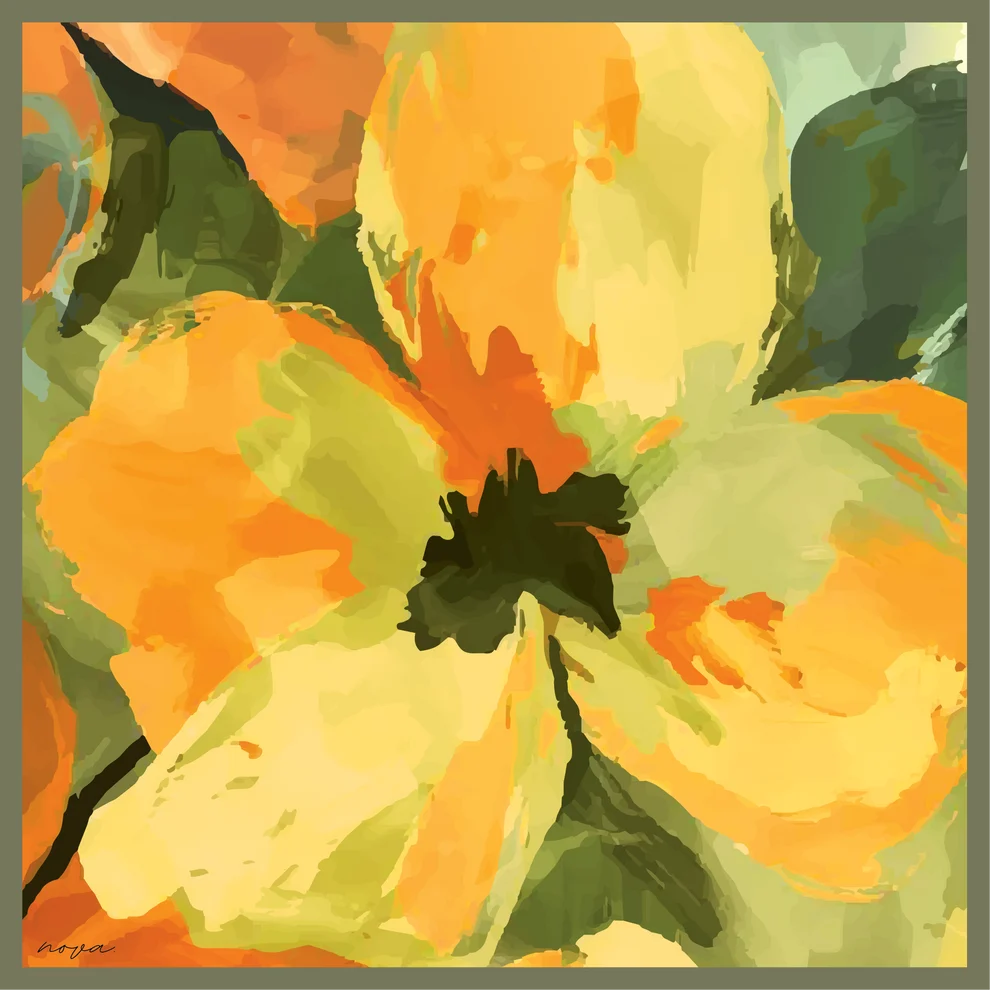 Apricot & Olive Silk Scarf