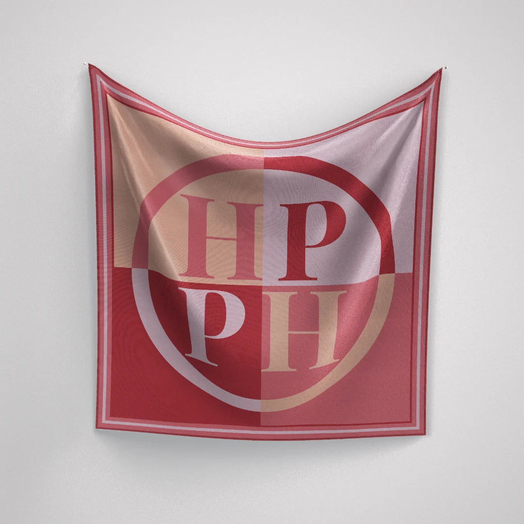 Colour Block - Coral, Peach, Pink & Red Silk Scarf