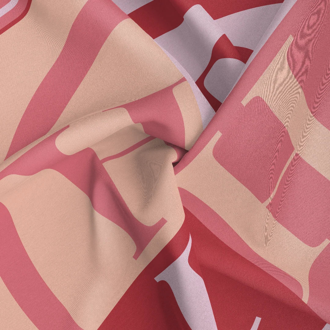 Colour Block - Coral, Peach, Pink & Red Silk Scarf